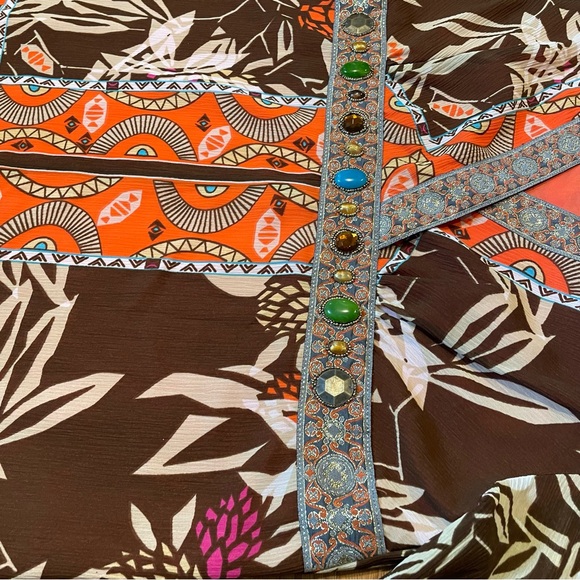 VTG Embellished Patterned Long Sleeve Tunic Top NWT DG2 By Diane Gilman - Picture 4 of 10